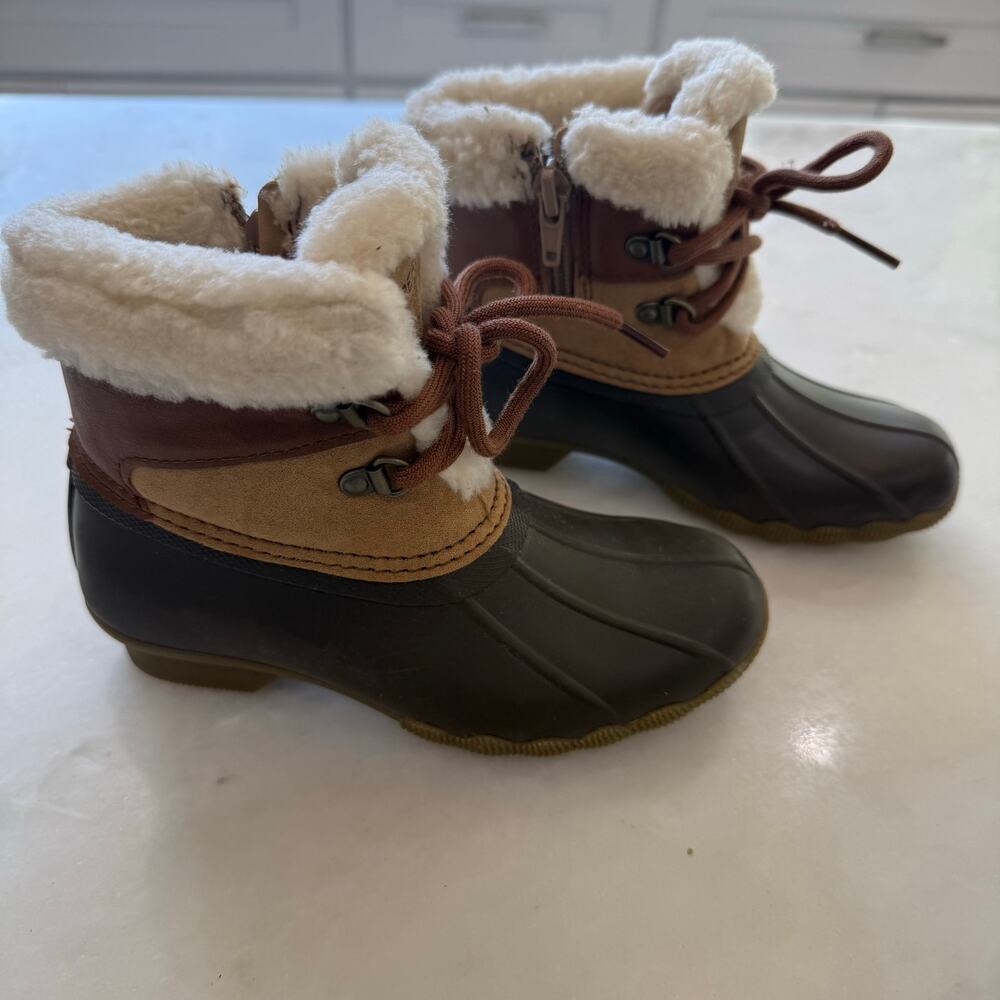 Kids' Weatherproof Rain Snow Fur-Lined Duck Boots Brown/Tan Toddler 11M Boy Girl